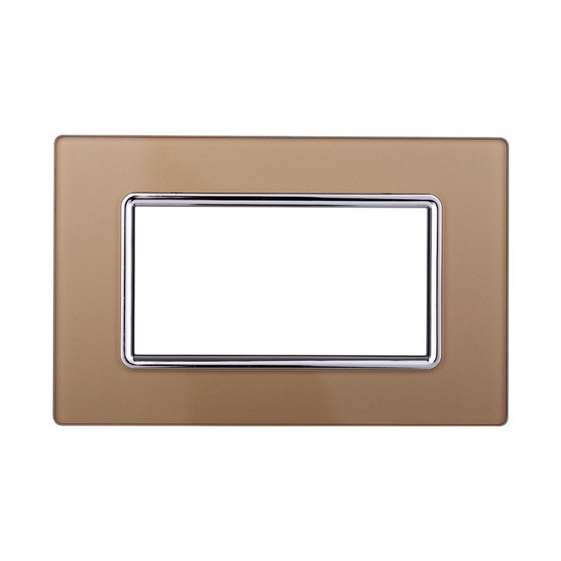 Placca In Vetro Serie Space 4P Colore Oro Compatibile Con Bticino Living Light