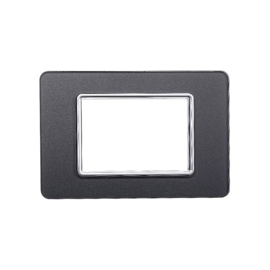 Placca In Vetro Serie Starlight 3P Colore Acciaio Scuro Compatibile Con Vimar Plana