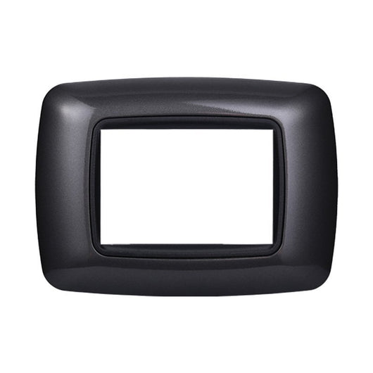 Placca Plastica Bombata Serie Space 3P Colore Acciaio Scuro Compatibile Con Bticino Living International