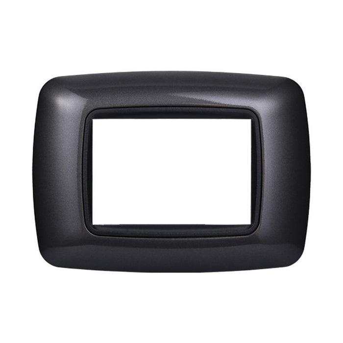 Placca Plastica Bombata Serie Space 3P Colore Acciaio Scuro Compatibile Con Bticino Living International