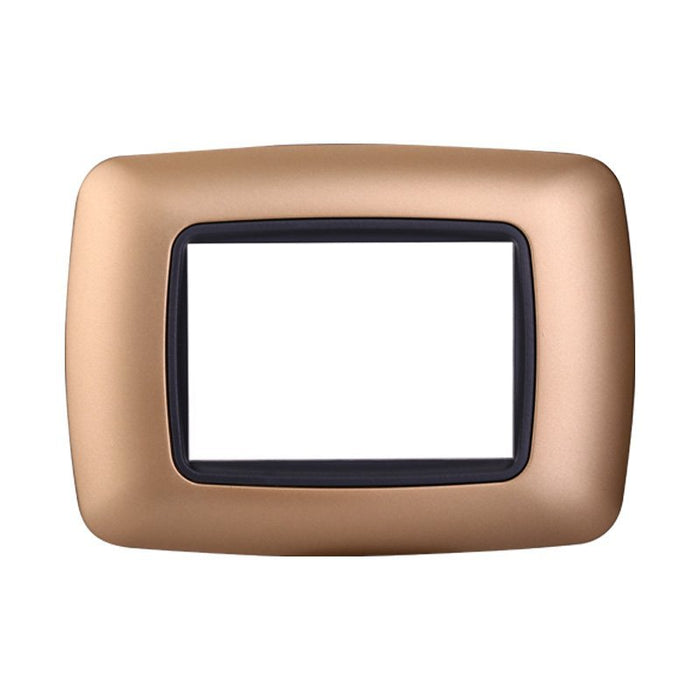 ETTROIT Placca Plastica Bombata Serie Space 3P Colore Oro Compatibile Con Bticino Living International