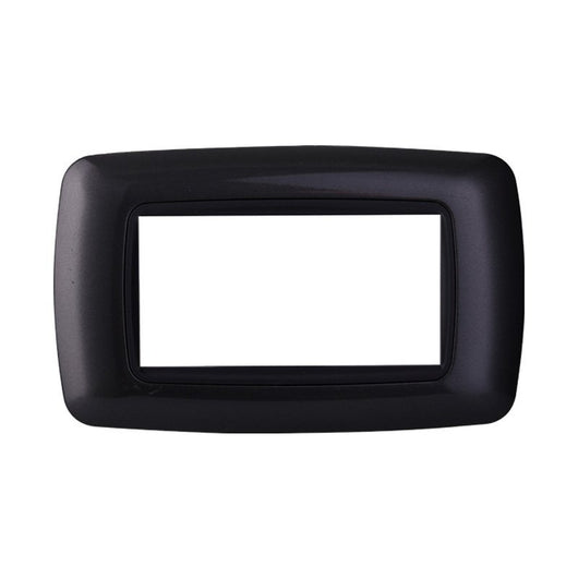 ETTROIT Placca Plastica Bombata Serie Space 4P Colore Acciaio Scuro Compatibile Con Bticino Living International