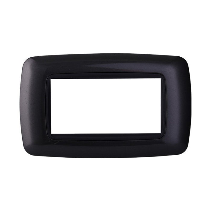 ETTROIT Placca Plastica Bombata Serie Space 4P Colore Acciaio Scuro Compatibile Con Bticino Living International