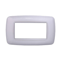 ETTROIT Placca Plastica Bombata Serie Space 4P Colore Bianco Completo Compatibile Con Bticino Living International