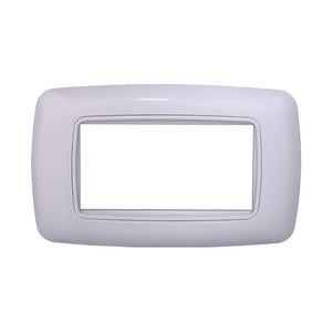 ETTROIT Placca Plastica Bombata Serie Space 4P Colore Bianco Completo Compatibile Con Bticino Living International
