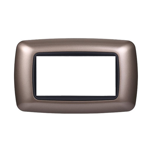 ETTROIT Placca Plastica Bombata Serie Space 4P Colore Bronzo Compatibile Con Bticino Living International