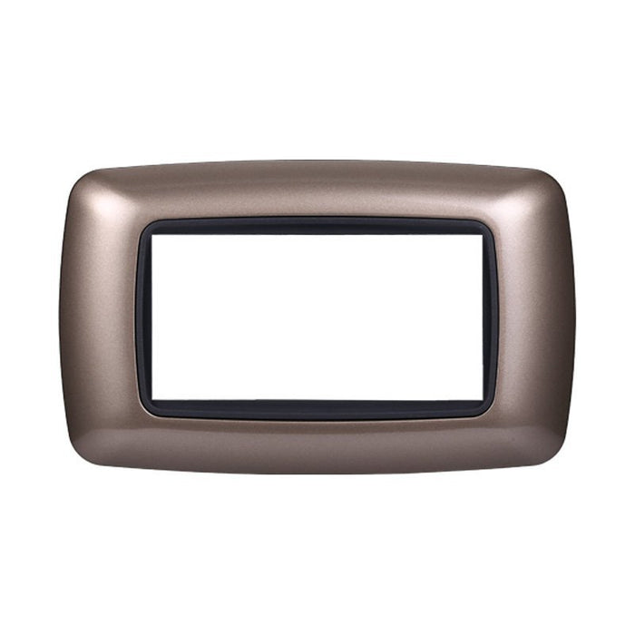 ETTROIT Placca Plastica Bombata Serie Space 4P Colore Bronzo Compatibile Con Bticino Living International