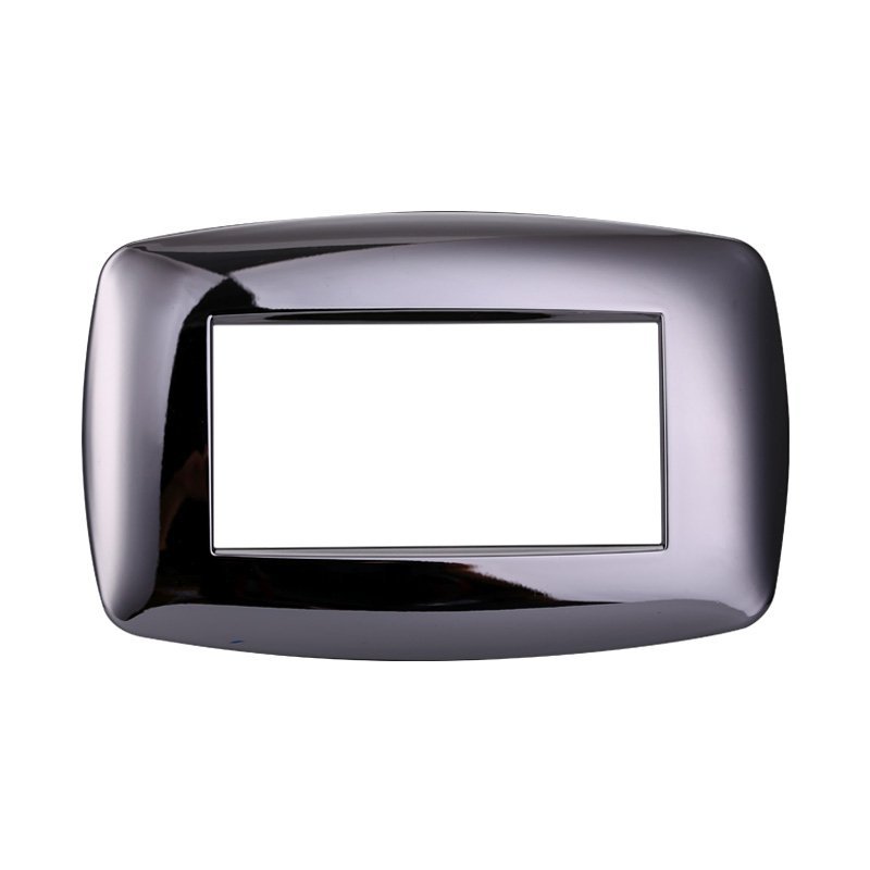 ETTROIT Placca Plastica Bombata Serie Space 4P Colore Cromato Lucido Compatibile Con Bticino Living International