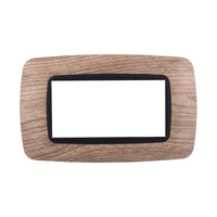 ETTROIT Placca Plastica Bombata Serie Space 4P Colore Legno Chiaro Compatibile Con Bticino Living International