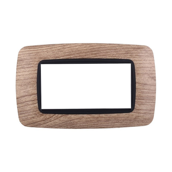 ETTROIT Placca Plastica Bombata Serie Space 4P Colore Legno Chiaro Compatibile Con Bticino Living International