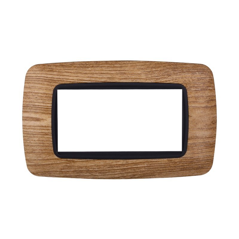 Placca Plastica Bombata Serie Space 4P Colore Legno Scuro Compatibile Con Bticino Living International