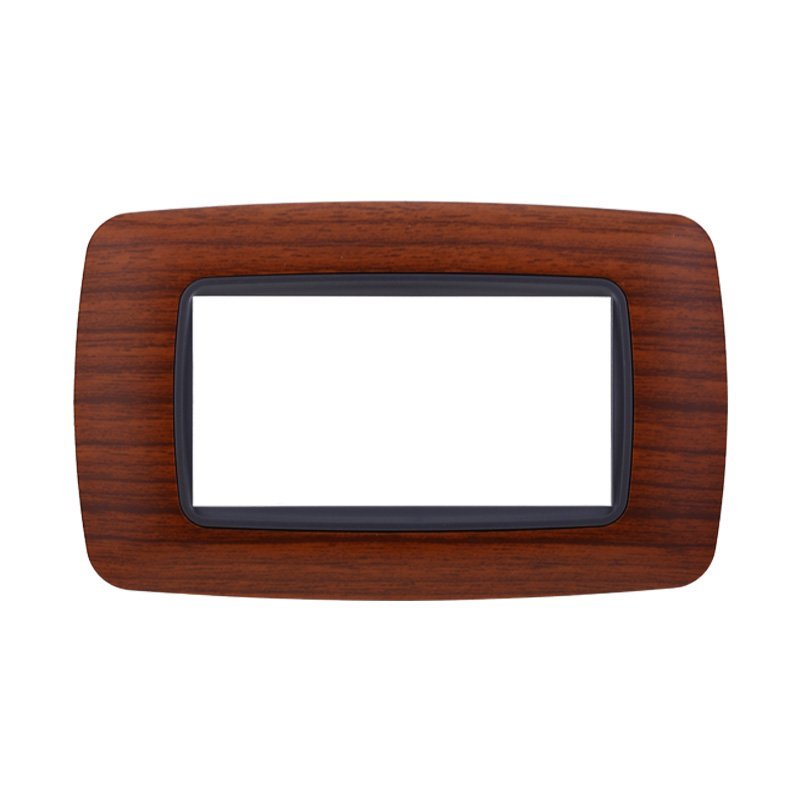 ETTROIT Placca Plastica Bombata Serie Space 4P Colore Radica Compatibile Con Bticino Living International