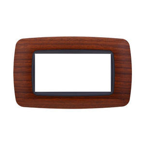 ETTROIT Placca Plastica Bombata Serie Space 4P Colore Radica Compatibile Con Bticino Living International