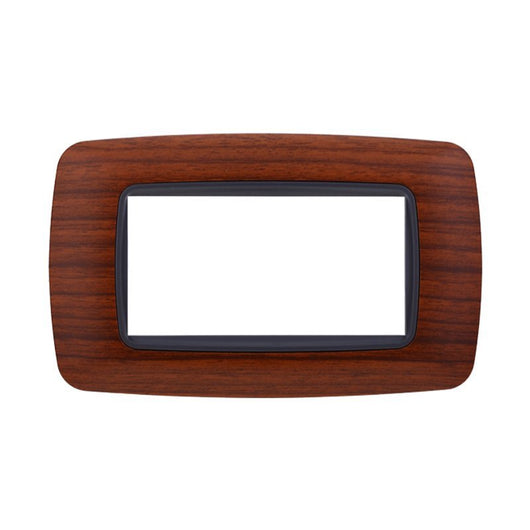 ETTROIT Placca Plastica Bombata Serie Space 4P Colore Radica Compatibile Con Bticino Living International