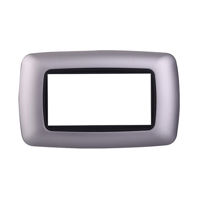 Placca Plastica Bombata Serie Space 4P Colore Silver Compatibile Con Bticino Living International