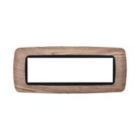ETTROIT Placca Plastica Bombata Serie Space 7P Colore Legno Chiaro Compatibile Con Bticino Living International