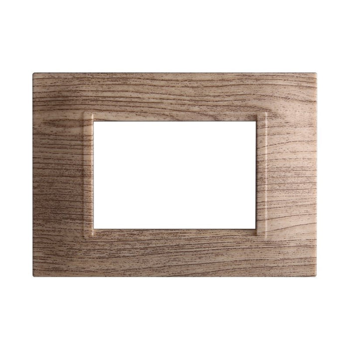 ETTROIT Placca Plastica Quadrata Serie Space 3P Colore Legno Scuro Compatibile Con Bticino Living Light