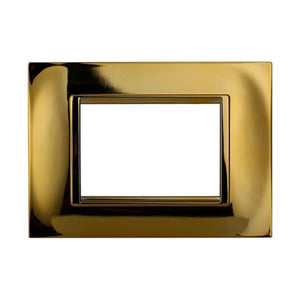 ETTROIT Placca Plastica Quadrata Serie Space 3P Colore Oro Lucido Compatibile Con Bticino Living Light