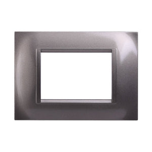 Placca Plastica Quadrata Serie Space 3P Colore Titanio Compatibile Con Bticino Living Light