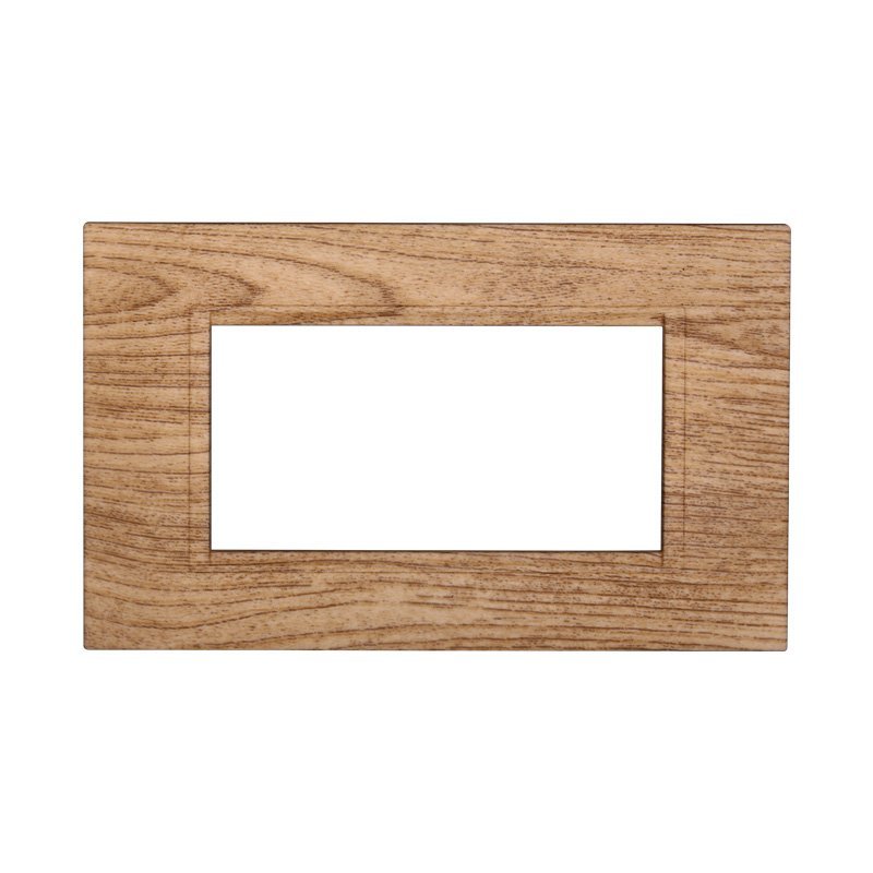 ETTROIT Placca Plastica Quadrata Serie Space 4P Colore Legno Chiaro Compatibile Con Bticino Living Light