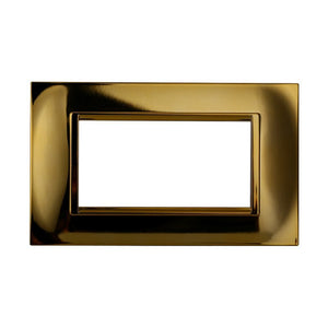ETTROIT Placca Plastica Quadrata Serie Space 4P Colore Oro Lucido Compatibile Con Bticino Living Light