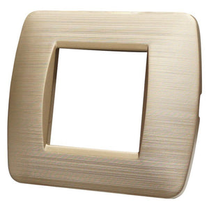 ETTROIT Placca Plastica Serie Space 2P Colore Oro Satinato Compatibile Con Bticino Living Light