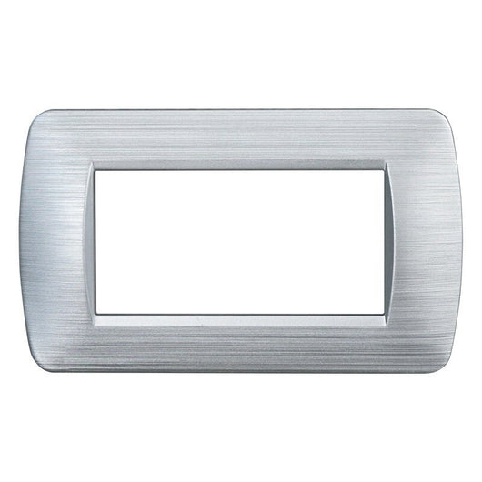 ETTROIT Placca Plastica Serie Space 4P Colore Silver Satinato Compatibile Con Bticino Living Light