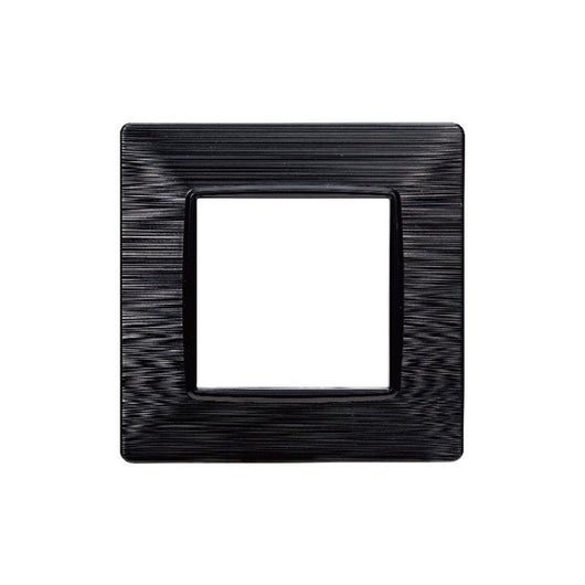 ETTROIT Placca Plastica Serie Starlight 2P Colore Nero Satinato Compatibile Con Vimar Plana