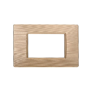 ETTROIT Placca Plastica Serie Starlight 3P Colore Oro Satinato Compatibile Con Vimar Plana