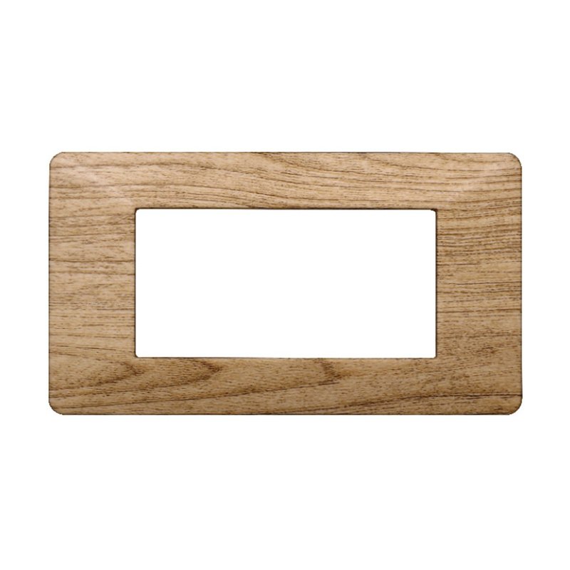 ETTROIT Placca Plastica Serie Starlight 4P Colore Legno Scuro Compatibile Con Vimar Plana