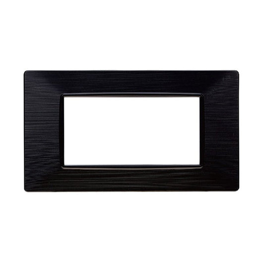 ETTROIT Placca Plastica Serie Starlight 4P Colore Nero Satinato Compatibile Con Vimar Plana