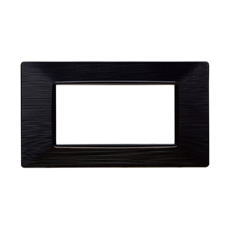 Placca Plastica Serie Starlight 4P Colore Nero Satinato Compatibile Con Vimar Plana