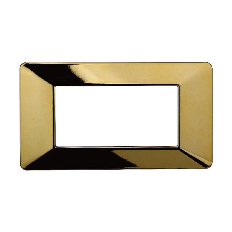 ETTROIT Placca Plastica Serie Starlight 4P Colore Oro Lucido Compatibile Con Vimar Plana