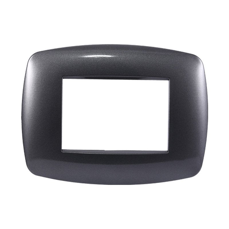 Placca Slim Serie Space 3P Colore Acciaio Scuro Compatibile Con Bticino Living Light