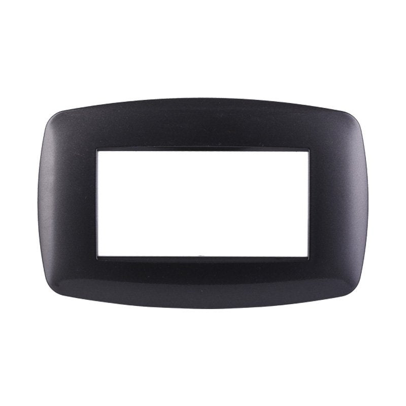 Placca Slim Serie Space 4P Colore Acciaio Scuro Compatibile Con Bticino Living Light