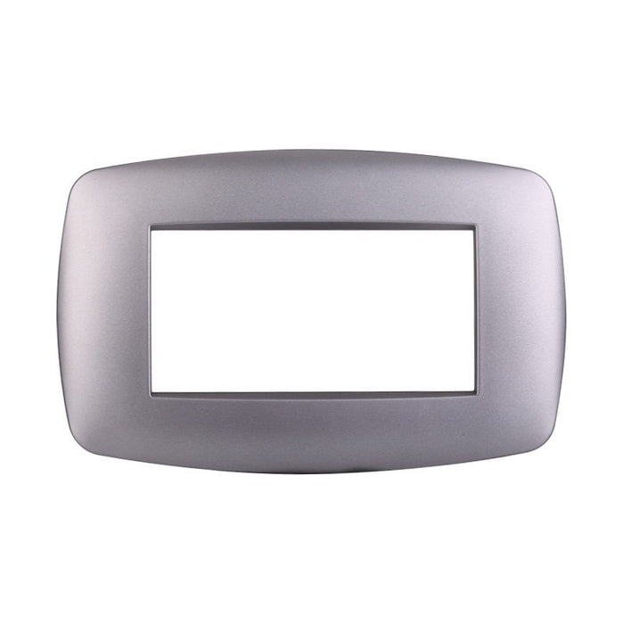 Placca Slim Serie Space 4P Colore Silver Compatibile Con Bticino Living Light