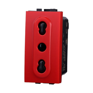 Presa Bipasso Bivalente 2P+T 10/16A Colore ROSSO Compatibile Con Bticino Living International