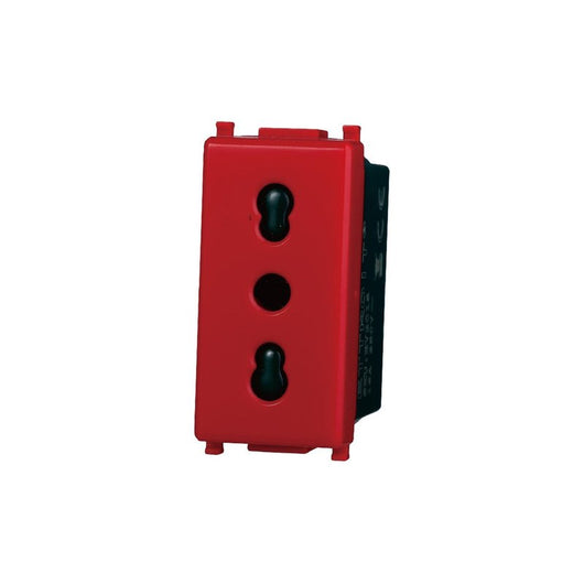 Presa Bipasso Bivalente 2P+T 10/16A Colore ROSSO Compatibile Con Vimar Plana