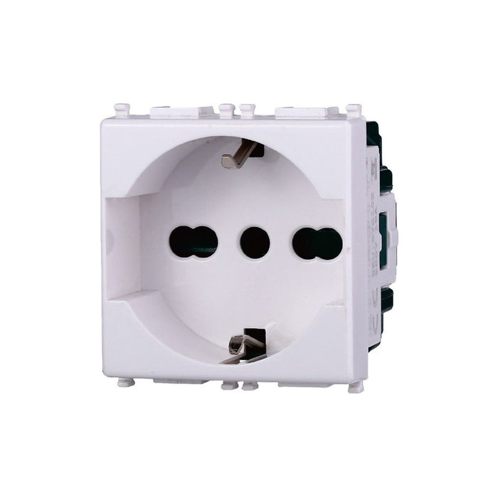 ETTROIT Presa Schuko 2P+T 16A Colore BIANCO Compatibile Con Vimar Plana