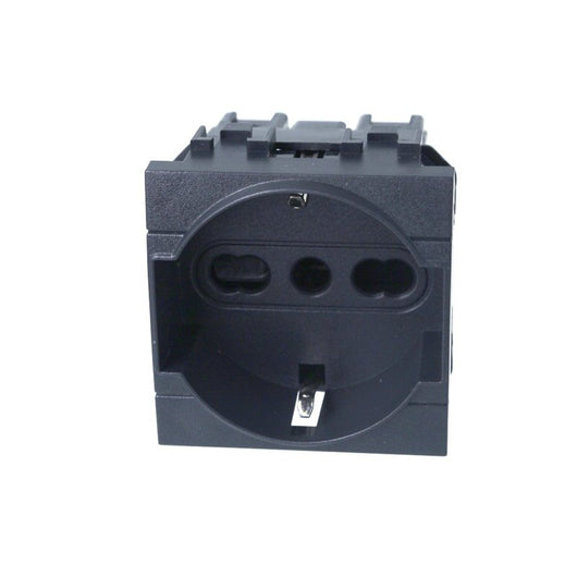ETTROIT Presa Schuko 2P+T 16A Colore Nero Compatibile Con Bticino Living International