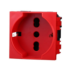 ETTROIT Presa Schuko 2P+T 16A Colore ROSSO Compatibile Con Bticino Living International