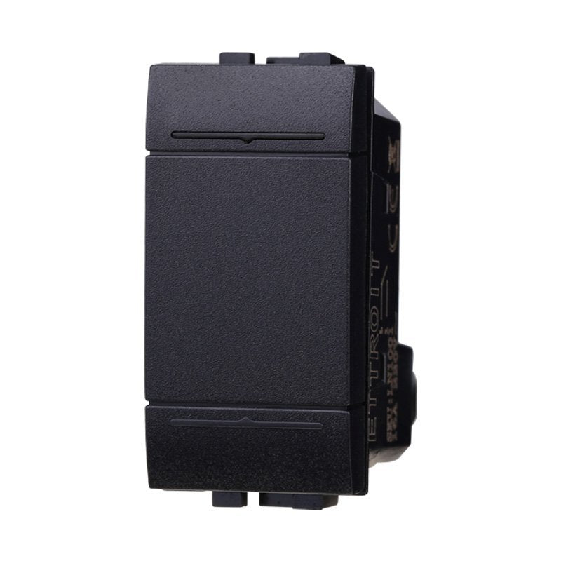 ETTROIT Pulsante 1P 16A Unipolare Colore Nero Compatibile Con Bticino Living International