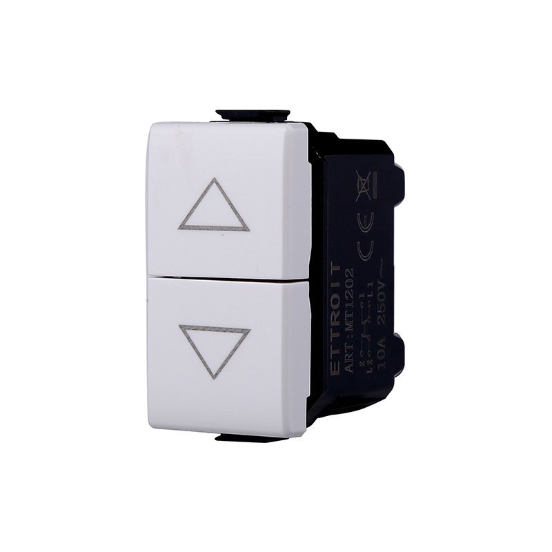 ETTROIT Pulsante Interbloccato Doppio Saliscendi 1P+1P 10A Colore Bianco Compatibile Con Bticino Matix