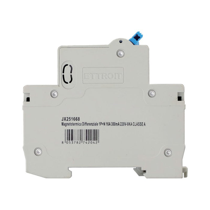 RCBO Interruttore Magnetotermico Differenziale Tipo A Curva C 1P+N 2M 6000A 300mA C16A AC 230V IP20 IEC61009-1