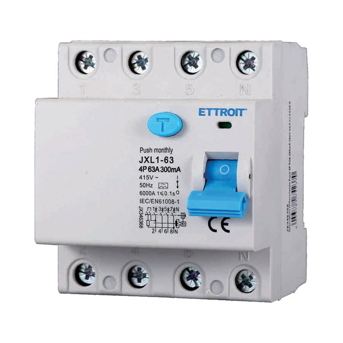 RCCB Interruttore Differenziale Puro Tipo A 3P+N 4M 6000A 300mA 63A AC 400V IP20 IEC61008-1