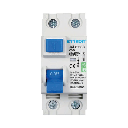 RCCB Interruttore Differenziale Puro Tipo B 1P+N 2M 10000A 30mA 25A AC 230V IP20 IEC61008-1 / IEC62423