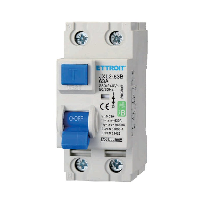 RCCB Interruttore Differenziale Puro Tipo B 1P+N 2M 10000A 30mA 63A AC 230V IP20 IEC61008-1 / IEC62423