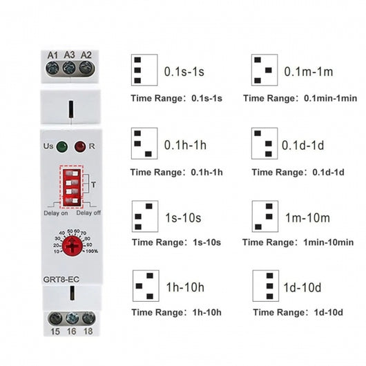 ETTROIT Relè Temporizzatore Doppia Funzione Ritardo Accensione/Spegnimento AC 230V 1 SPDT 10A - JX18101