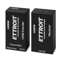ETTROIT extender HDMI 4K su cavo lan 60mt, Kit TX-RX UTP CAT6 POE, POC Loop-Out ET5003