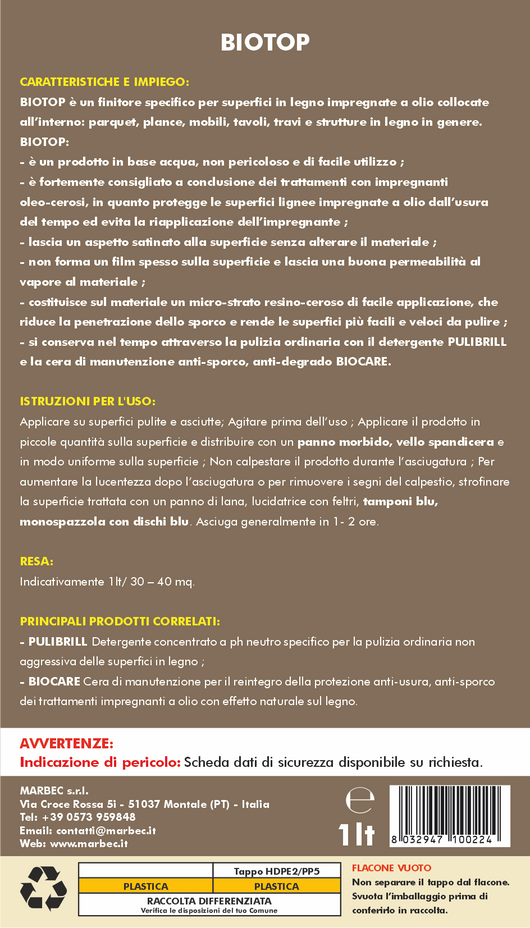 Cera per parquet BIOTOP   1LTx6Pz